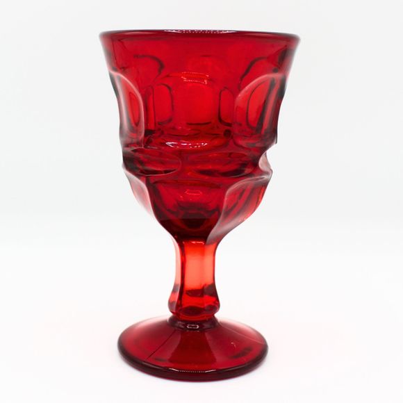 Vintage Fostoria Argus Ruby Red Honeycomb Heavy Glass Wine Cocktail Cordial - Picture 4 of 6